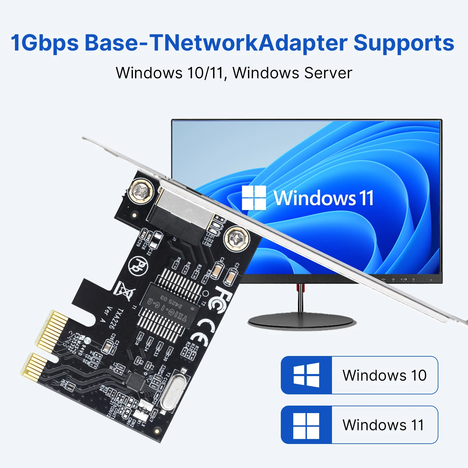 fenvi 1000Mbps PCI-E to RJ45 Neteork Card RTL8111 1Gbps RJ45 Interface High Speed Gaming Gigabit Adapter For Desktop