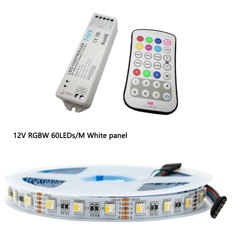 5meter(IP20) LED RGBW Strip With LTECH M8 Remote &M4-3A Wireless Receiver;12V 24V Input;5A*4CH Output LED RGB RGBW Controller