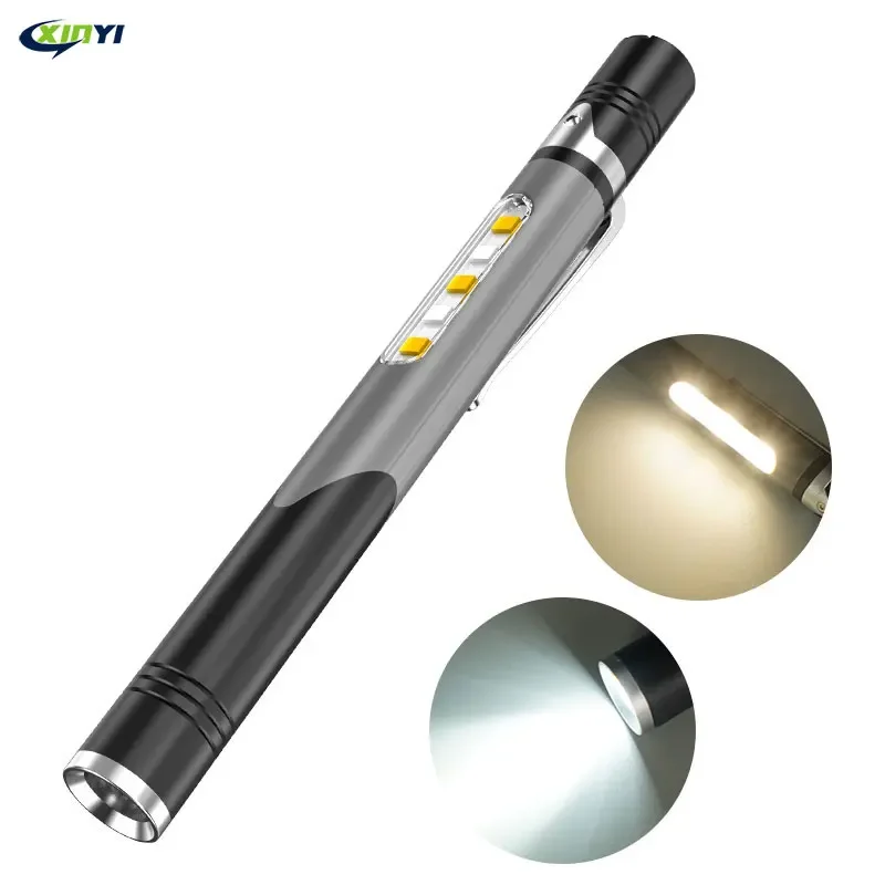 Professional Medical Flashlight Pen Light Dual Light Source Rechargeable Lamp with Side Lights for Ophthalmology, Stomatology