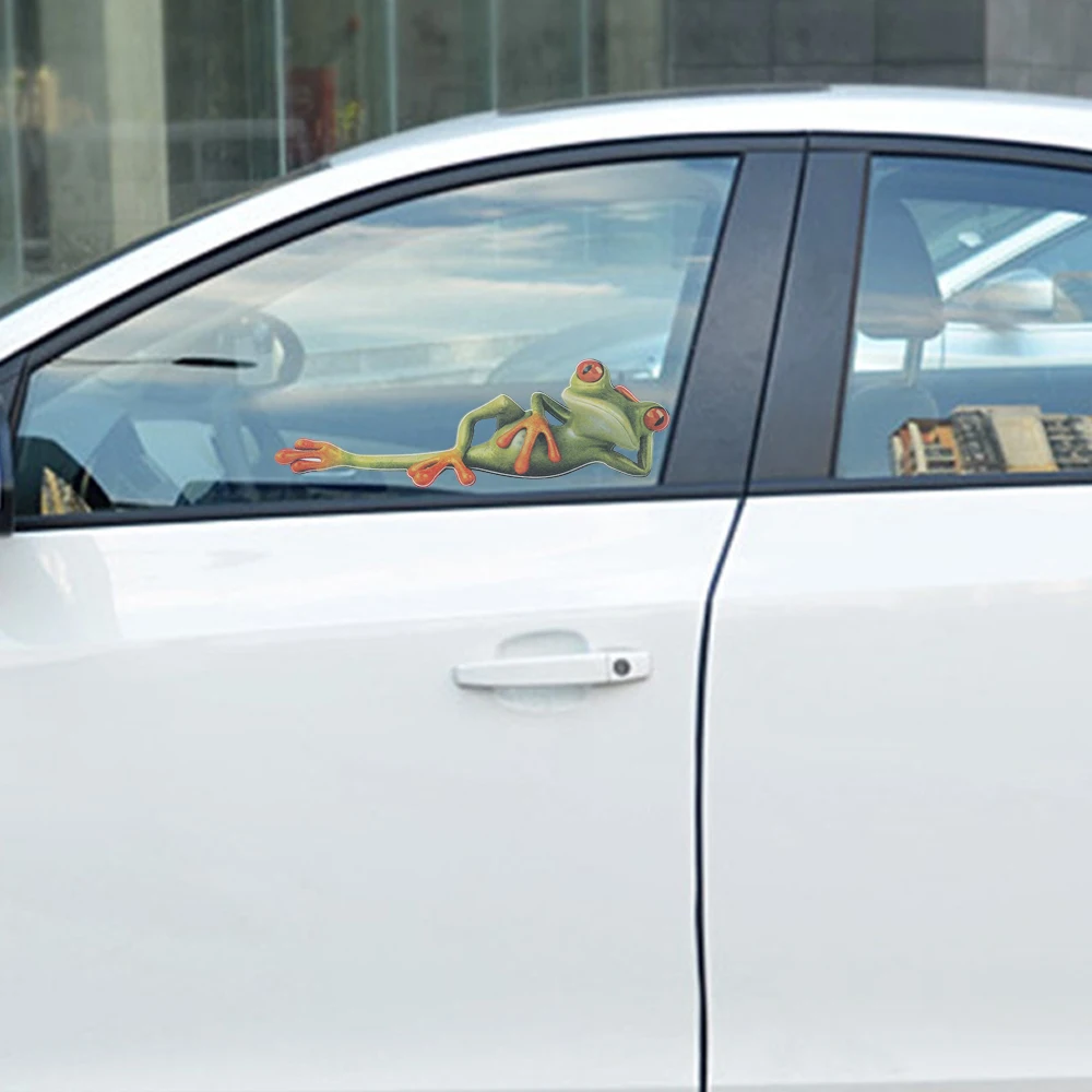 귀여운 기타 수하물 스케이트보드 스티커, 3D 재미있는 녹색 거짓말 개구리 벽 트럭 창 데칼 스티커