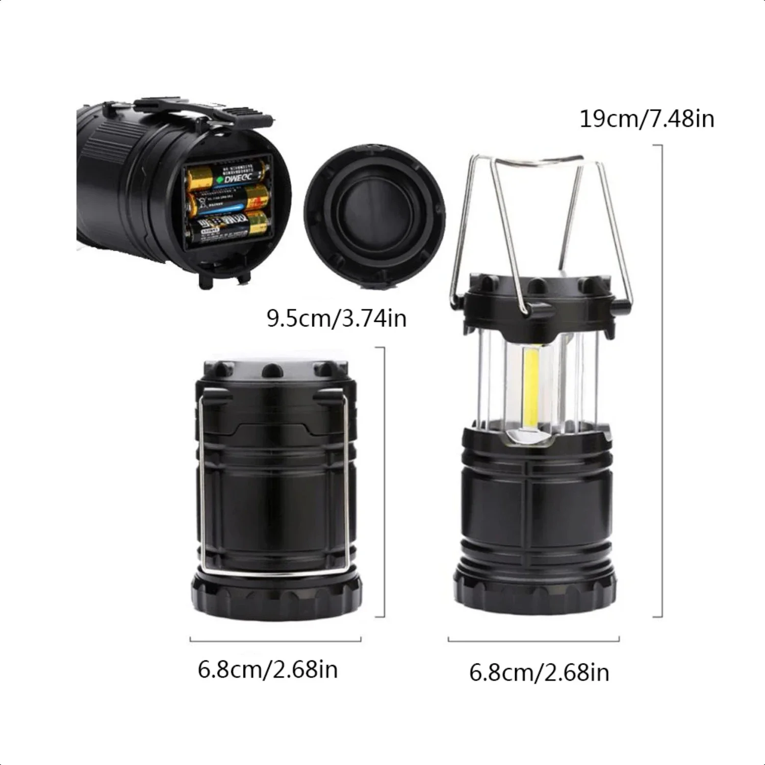 1pcs Tent  Battery Lantern Telescopic Torch Camping Lamp Waterproof Emergency Light Powered By Dry Battery