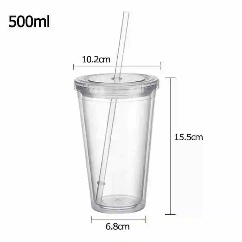 Glass Cup Tumbler Mason Jar Shaped Water Bottle With Lids Straw Coffee Cups Plastic Transparent Drinking Cup Drink Tea Milk Mug - view 6