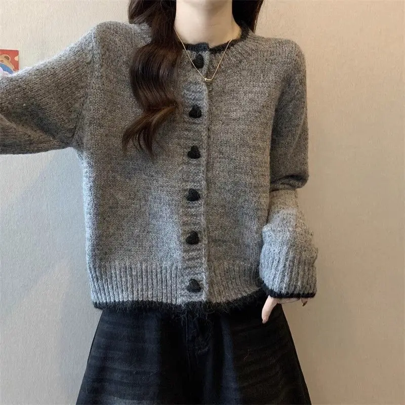 Liebe Schnalle Design Pullover Jacke frauen Strickwaren Frühling Herbst Neue Vielseitige Strickjacke Mantel Top Koreanischen Stil Weibliche