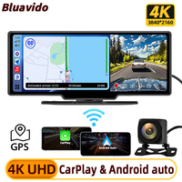 4K UHD Dash Cam GPS Wireless Cast CarPlay Android Auto With 1080P Rear Camera 5G WiFi Connect Car Video Recorder FM Trasmitter