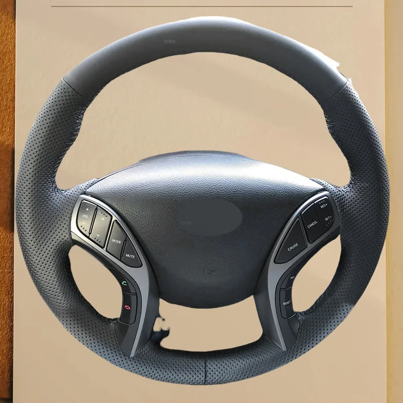 Handgenähter Lederbezug für das Lenkrad, geflochten auf dem Lenkrad, für Hyundai Elantra 2011-2016, Avante I30 2012-2015 2016.