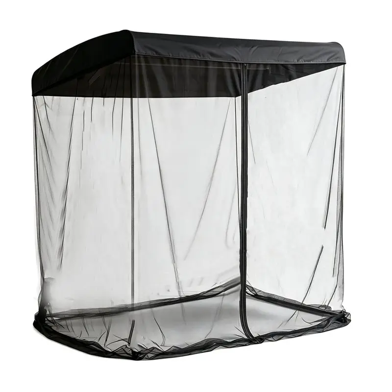 Patio Swing Mosquito Net Cover Zipper Door And Fixing Straps With Waterproof Top For 3 Seater Canopy For Patio & Garden