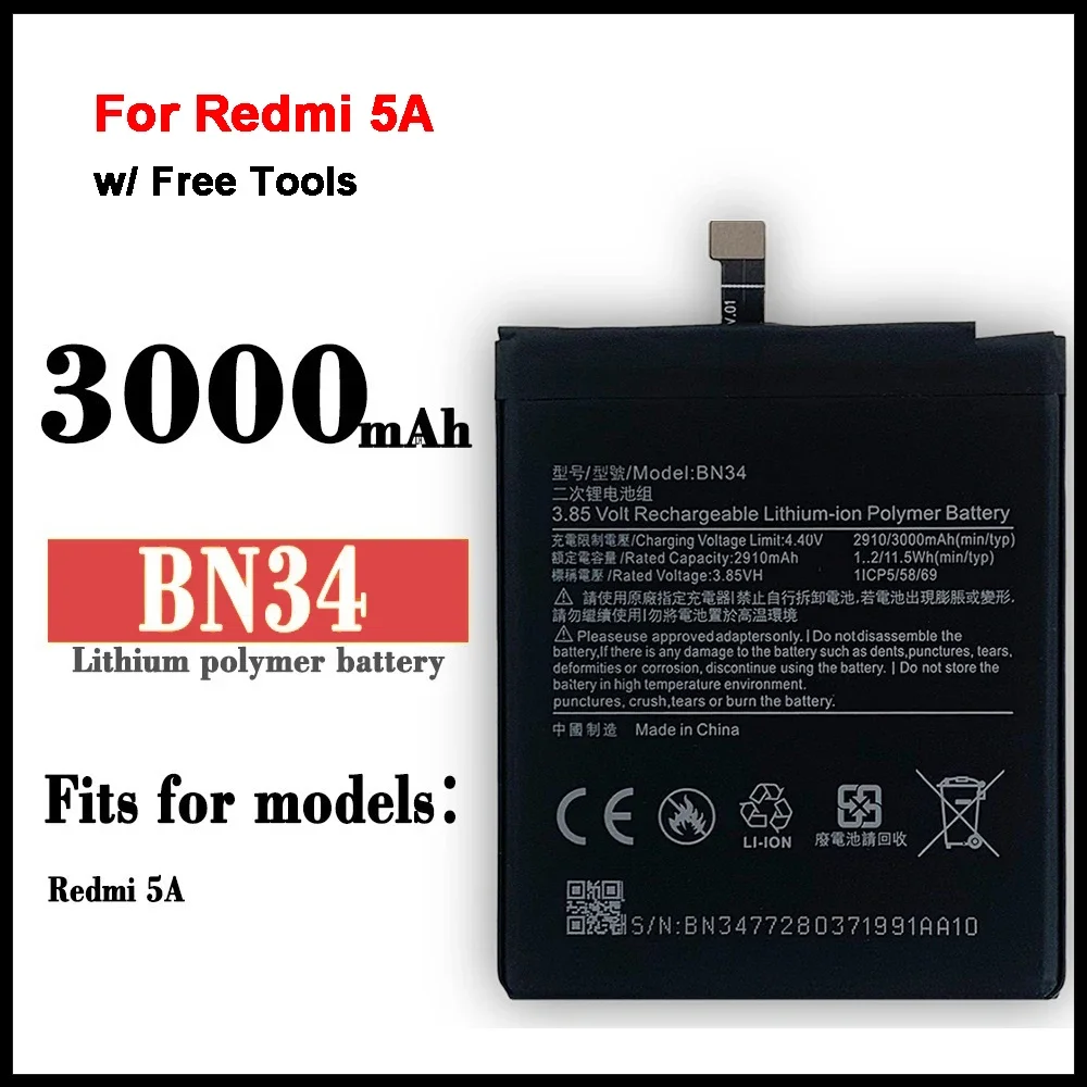 Original Phone Battery BN34 For Xiaomi Redmi 5A 5.0