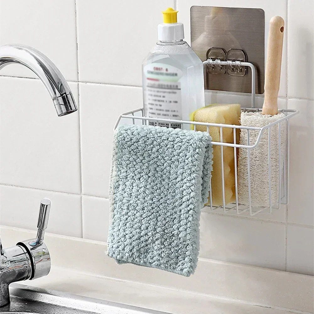 19*9.2*16.4cm Sponge Holder Towel Sticker Brush Soap Drainer Storage Shelf