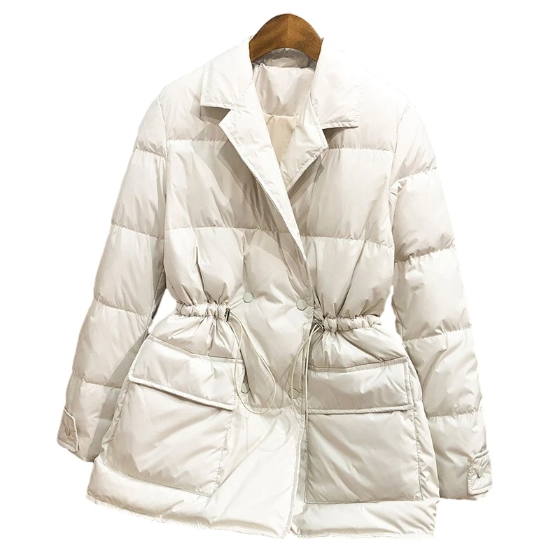 Imagem -02 - Cabolsa Feminino de Pato Branco Ultra Leve Outwear Feminino Quente Terno de Parka com Cordão Cintura Ajustável Outono e Inverno