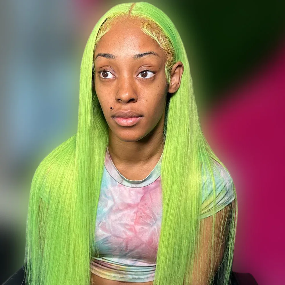 13x6 الضوء الأخضر الشفاف الدانتيل الجبهة باروكة من شعر طبيعي للنساء قبل نتف الشعر الخام البرازيلي الملونة 613 خصلات الشعر المستعار الإنسان #2