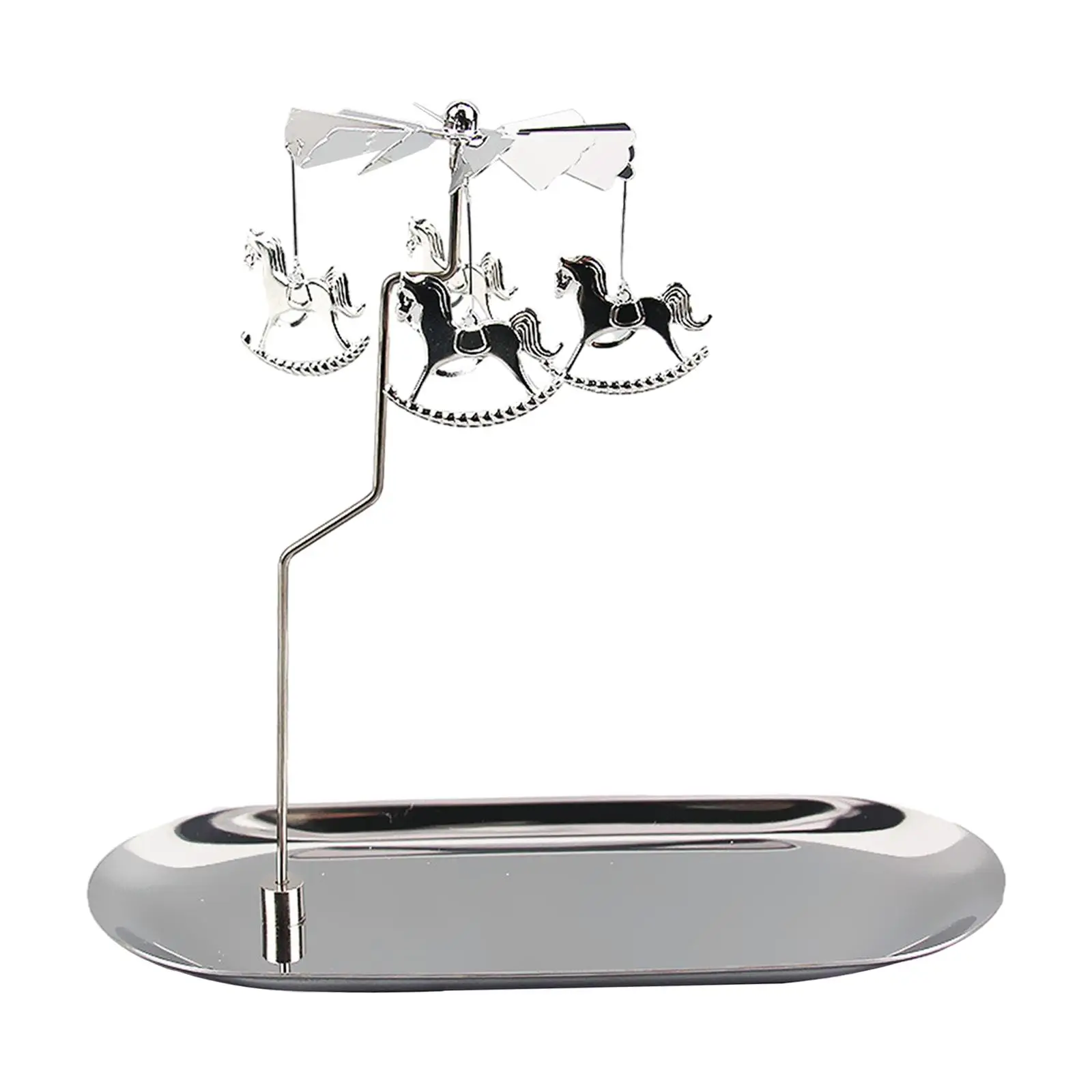 Premium Stainless Steel Rotating Candle Holder Carousel Design Tealight Candlestick Tray for Romantic Dinner Table Wedding