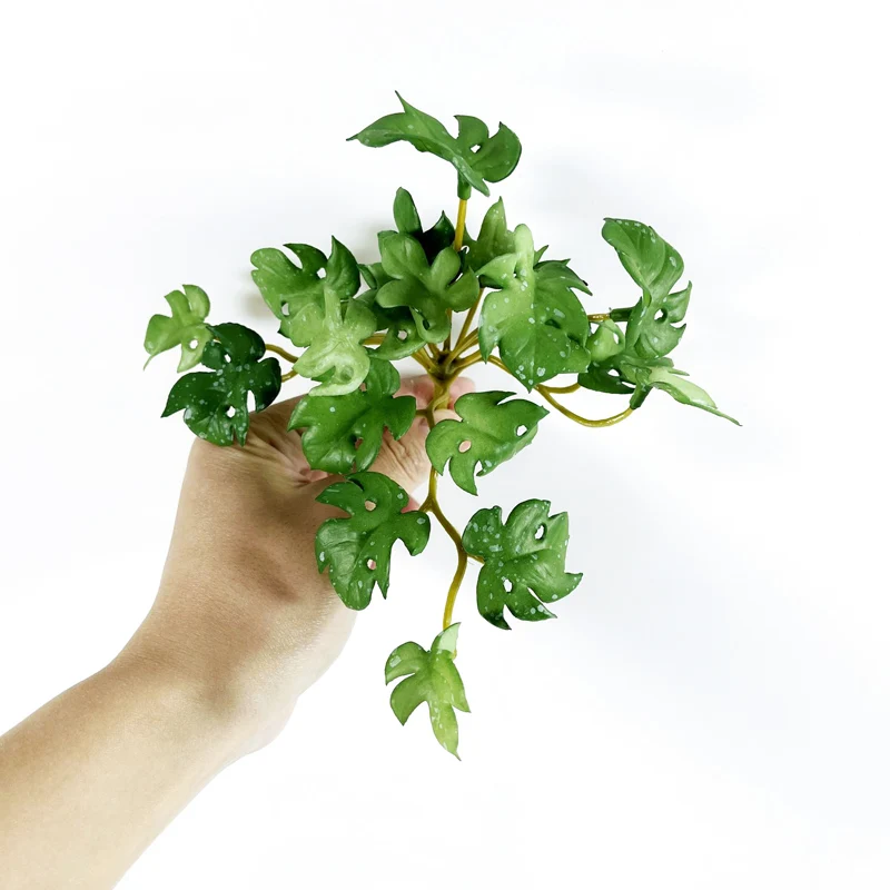 15cm Künstliche Pflanzen Blätter Gefälschte Gras Bouquet Grün Pflanzen Leafs Tropical Baum Blätter Glück Gras Laub für Home Bonsai