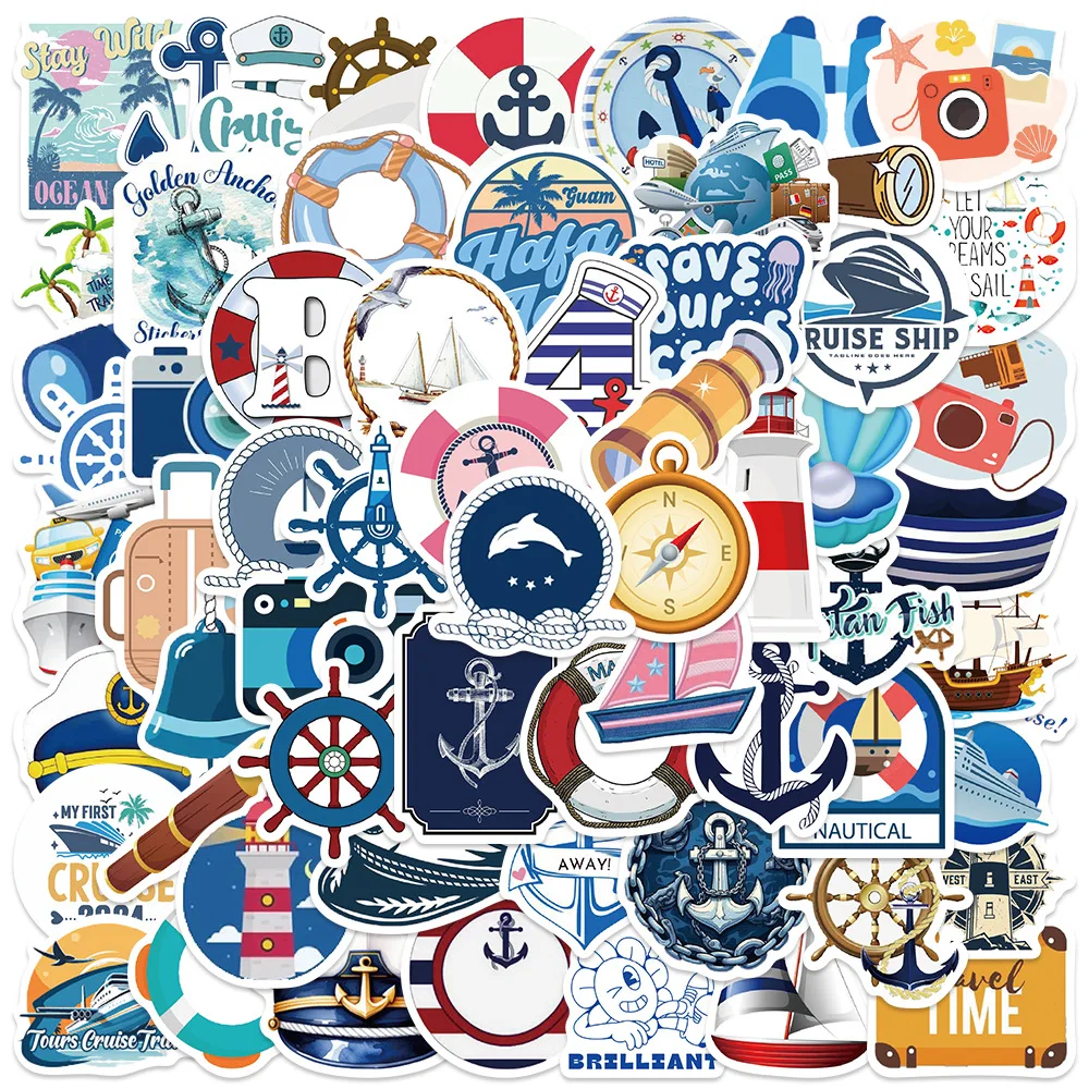 

62 шт. морские наклейки морской якорь DIY наклейки Скрапбукинг телефон чемодан скейтборд водостойкие наклейки с граффити