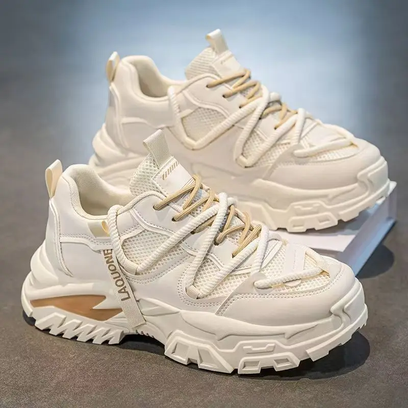 

Мужская повседневная спортивная обувь с сетчатой поверхностью, летающая тканая дышащая мужская обувь для бега на толстой подошве