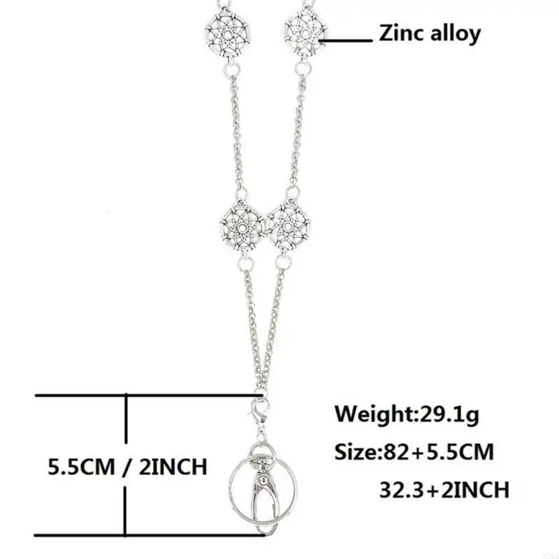 62KA Metal Chain Netlace Lanyard Necklace for Key Badge Card Holder Metal Lanyard Necklace