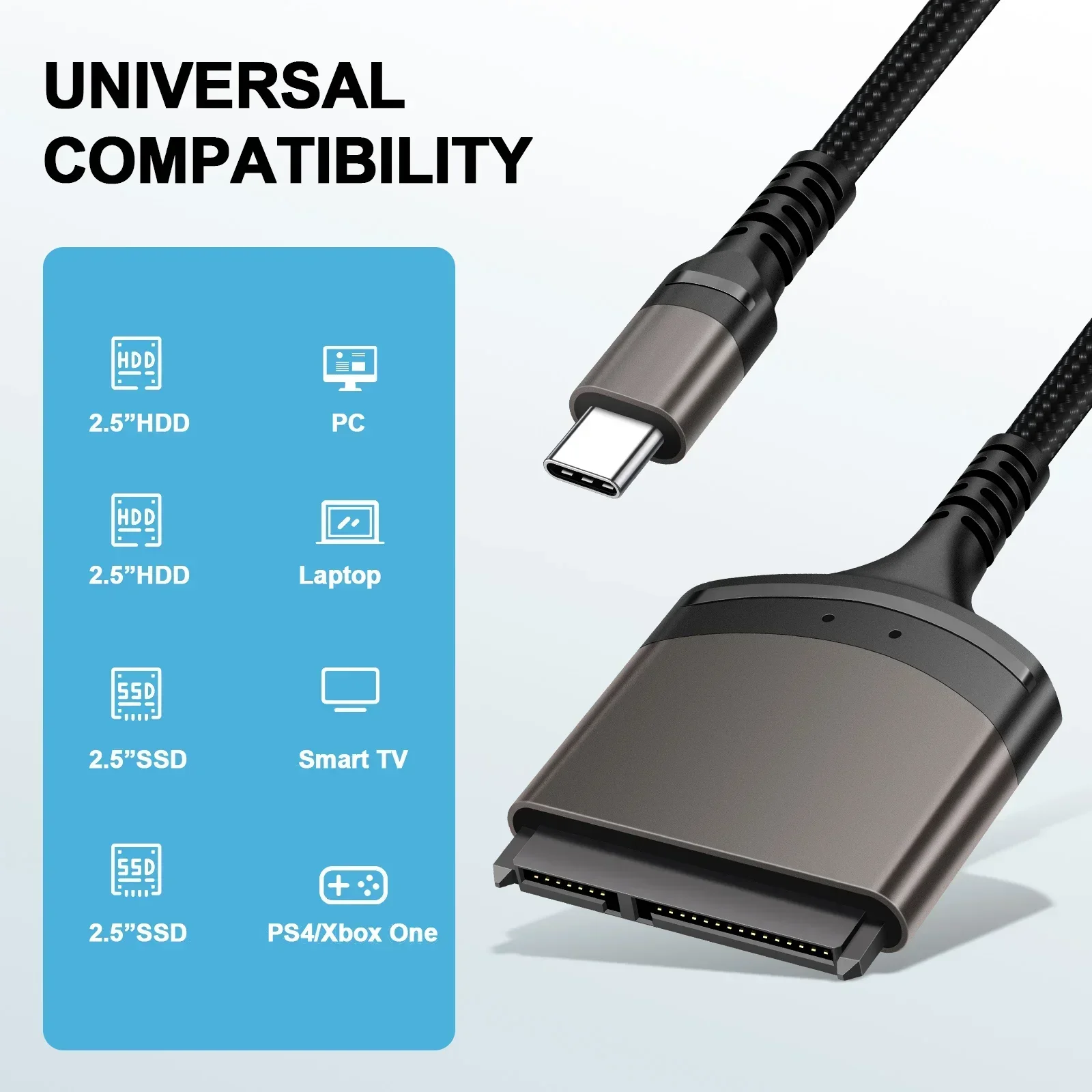 USB 3.0 Type C Is Suitable for Cable Adapter 6 Gbps PC Hardware Cable 2.5-inch External HDD SSD Hard Drive SATA 3 22 Pin Adapter