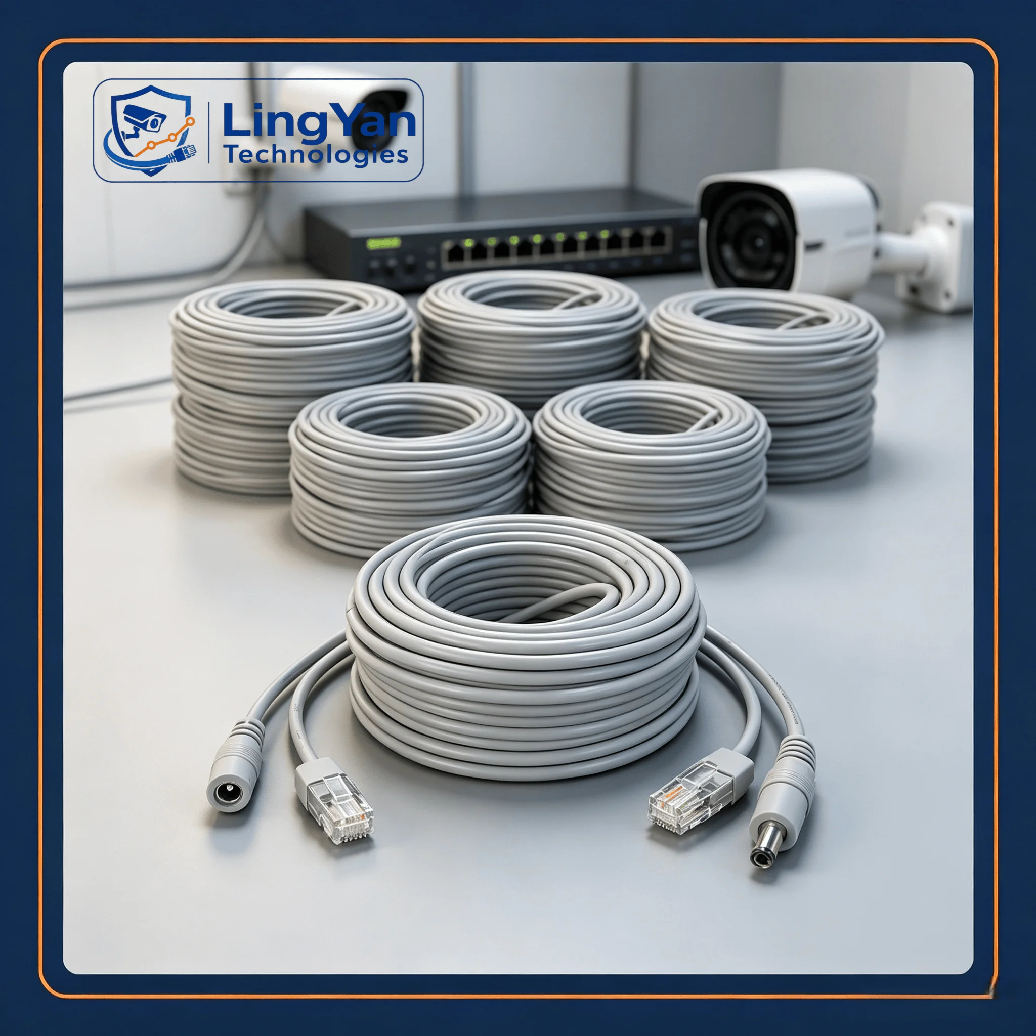 Multi-channel IP Camera Installation Accessory 5M RJ45 DC Power Network Cable Kit Optional 4PCS 8PCS 10PCS Wiring Line