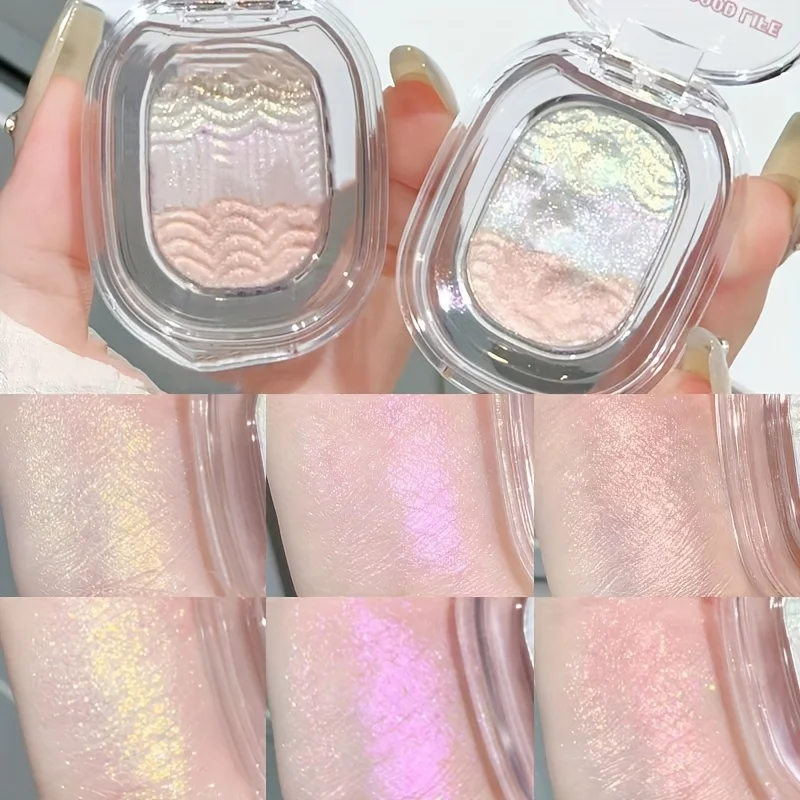 Paleta de sombras camaleão duo-cromo, brilho monochromático e acabamento metálico fosco, sombra de olhos com mudança de cor gradual