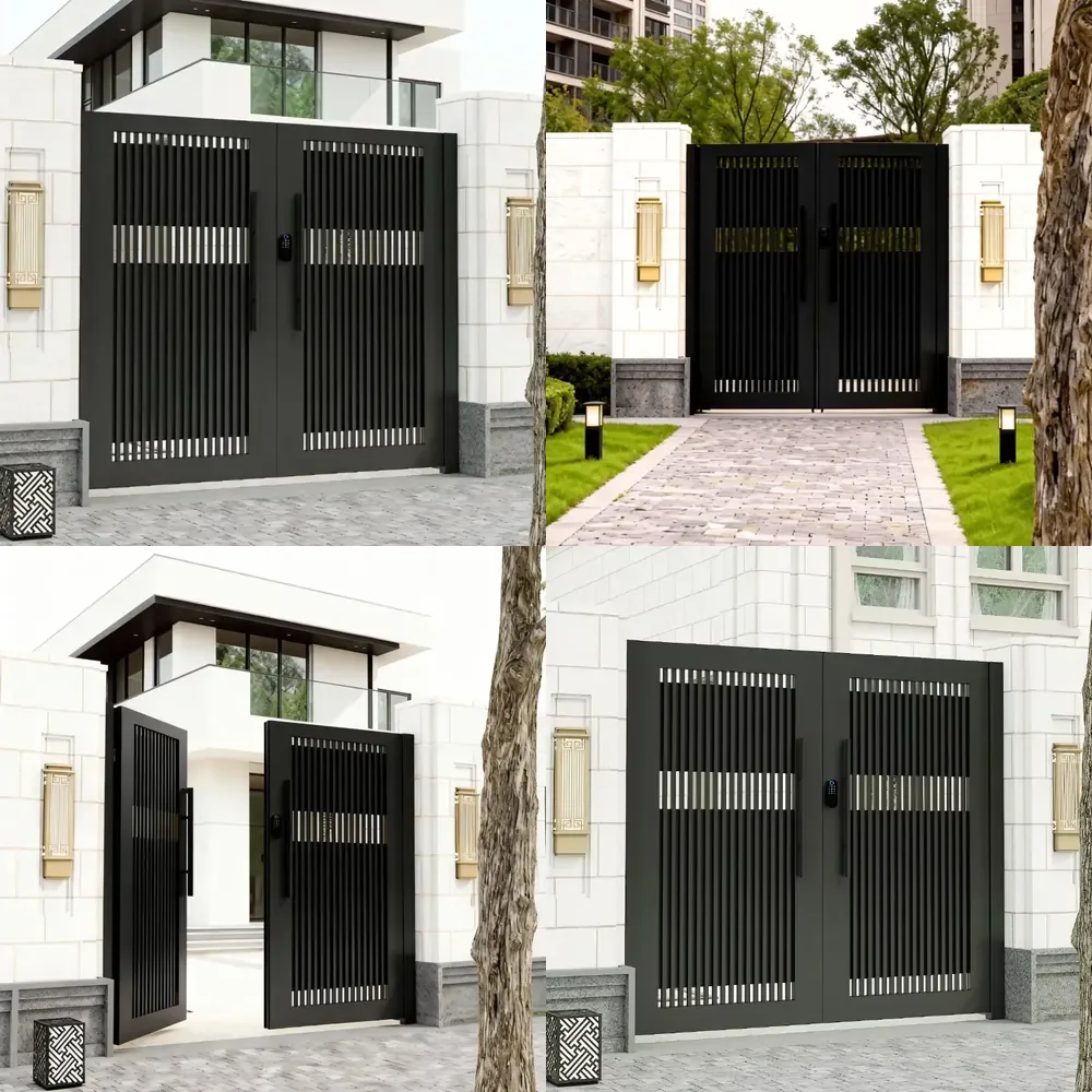 2026 Back Yard Houses Aluminum Alloy Power Coated Eco-friendly Fence Electric Door Outdoor Driveway Gates With 3d Modeling