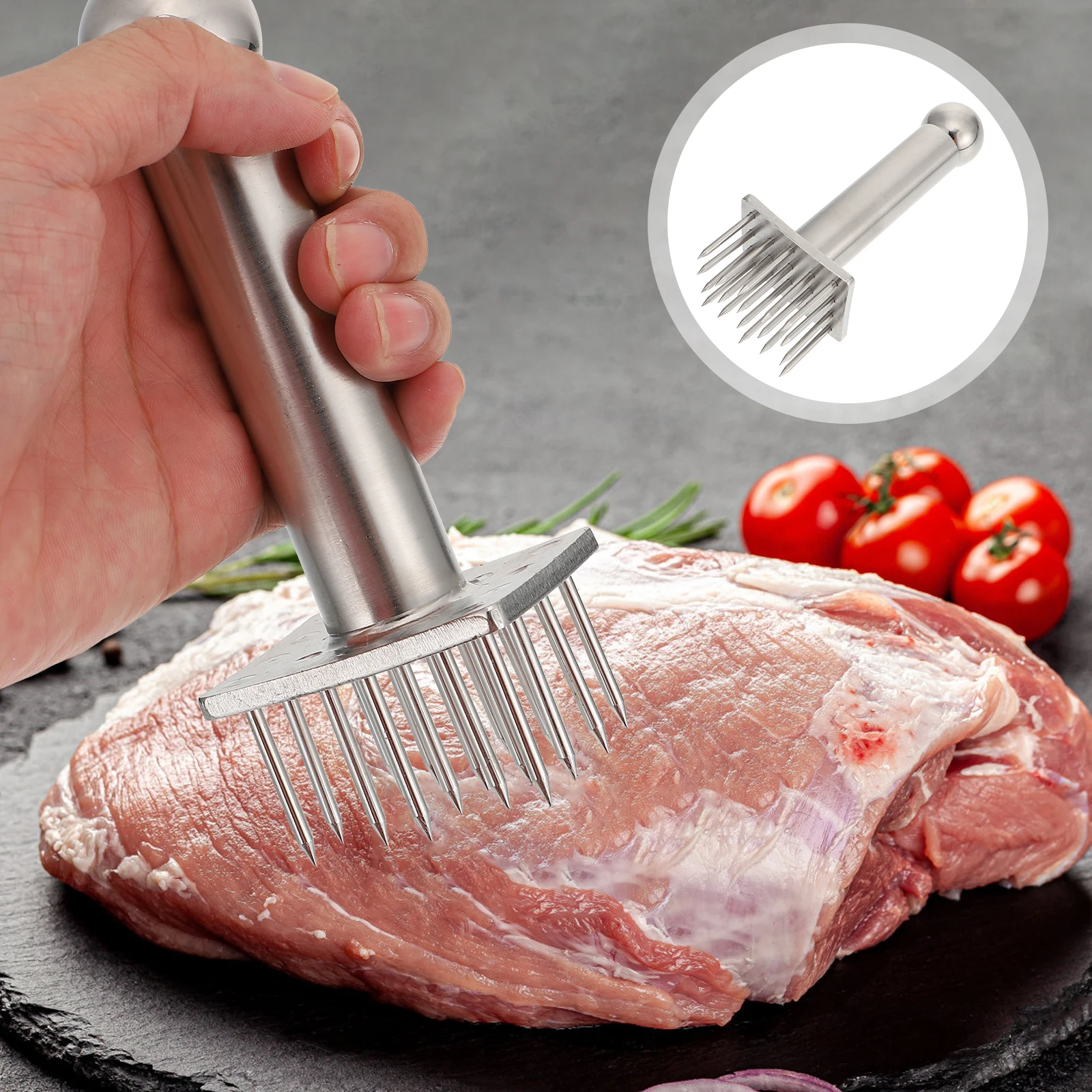 

1pc Stainless Steel Meat Tenderizer Needle Tool for Poultry Fish Beef Tenderizing Pounder Kitchen Supply Long Needle Design Safe