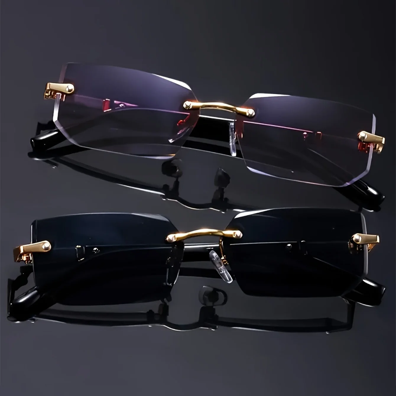 موضة بدون شفة النظارات الشمسية الرجال النساء Populare بدون إطار نظارات شمسية الذكور الإناث الكلاسيكية الصغيرة مربع الصيف السفر ظلال