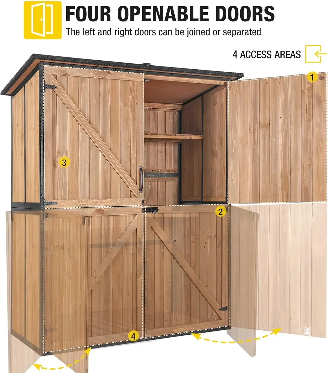 Abri de rangement extérieur amélioré avec cadre en métal pour la baignade, outil de jardin, armoire de maison, étagères réglables