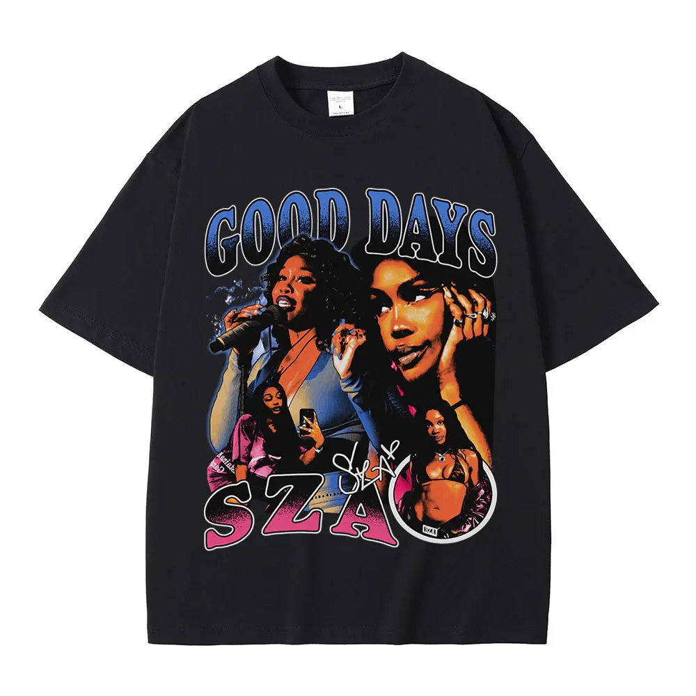 SZA Good Days Graphics T-shirt Hip Hop Vintage High Quality T Shirt Men Women Clothing Cotton Cozy Oversized T-shirts Streetwear