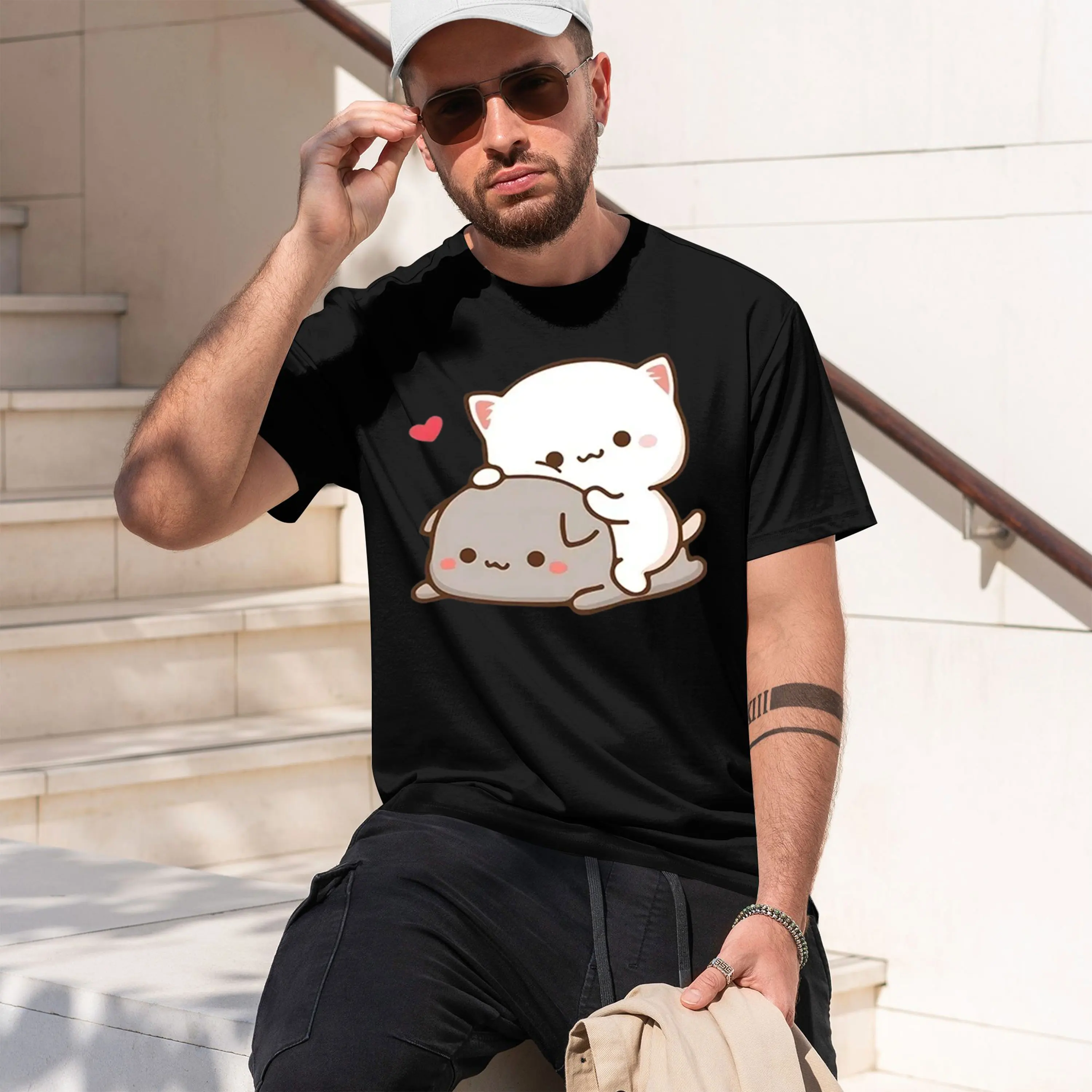 Sweet White Cuddling Gray Pal W MomentArable Duo SnugglingLoving Kitten Pair Interaction Womens clothing 2026 New Model Men’s Sh
