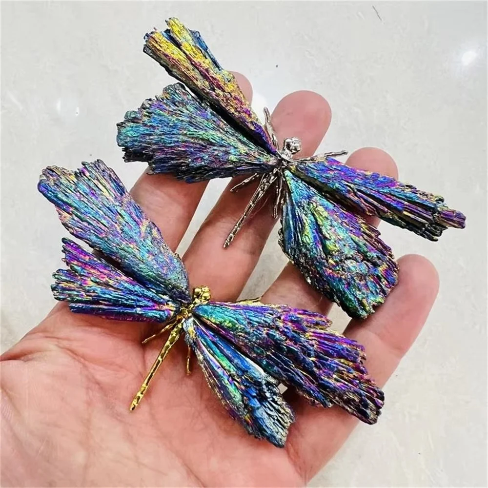 

Natural Colorful Tourmaline Dragonfly Spar Crafts Reiki Healing Crystals Home Decoration Crystal Butterfly 1pc