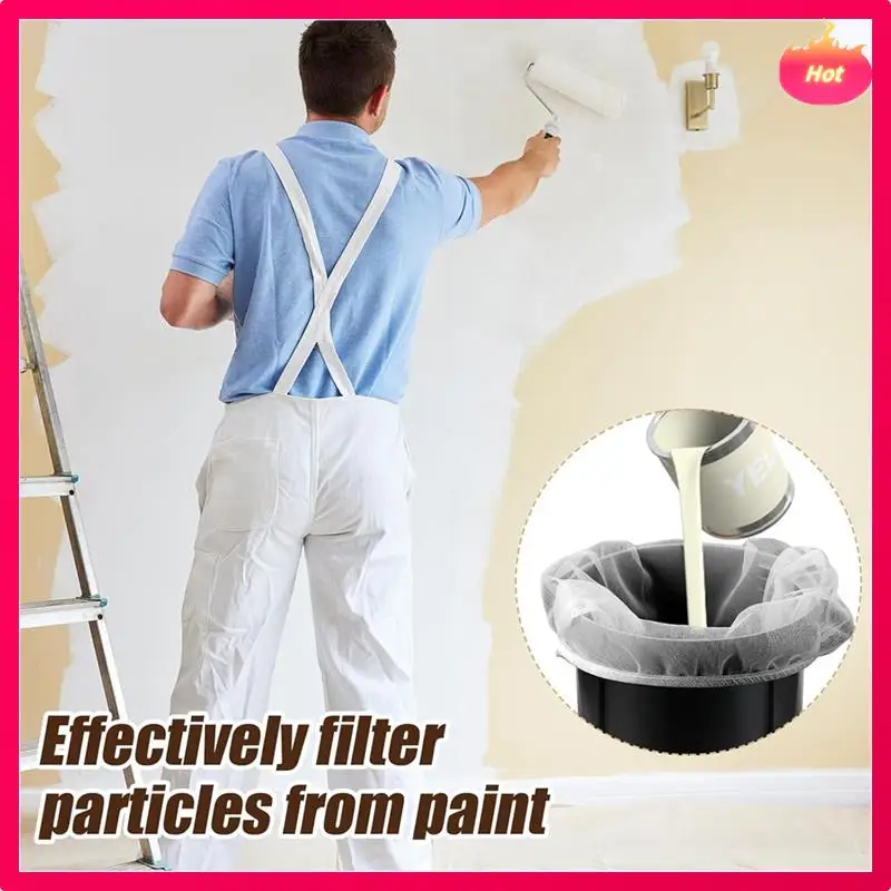 

6Pcs Paint Filter Bag, White Bucket Strainer Plastic Putty Knife Elastic Top Opening Paint For Paint Gardening