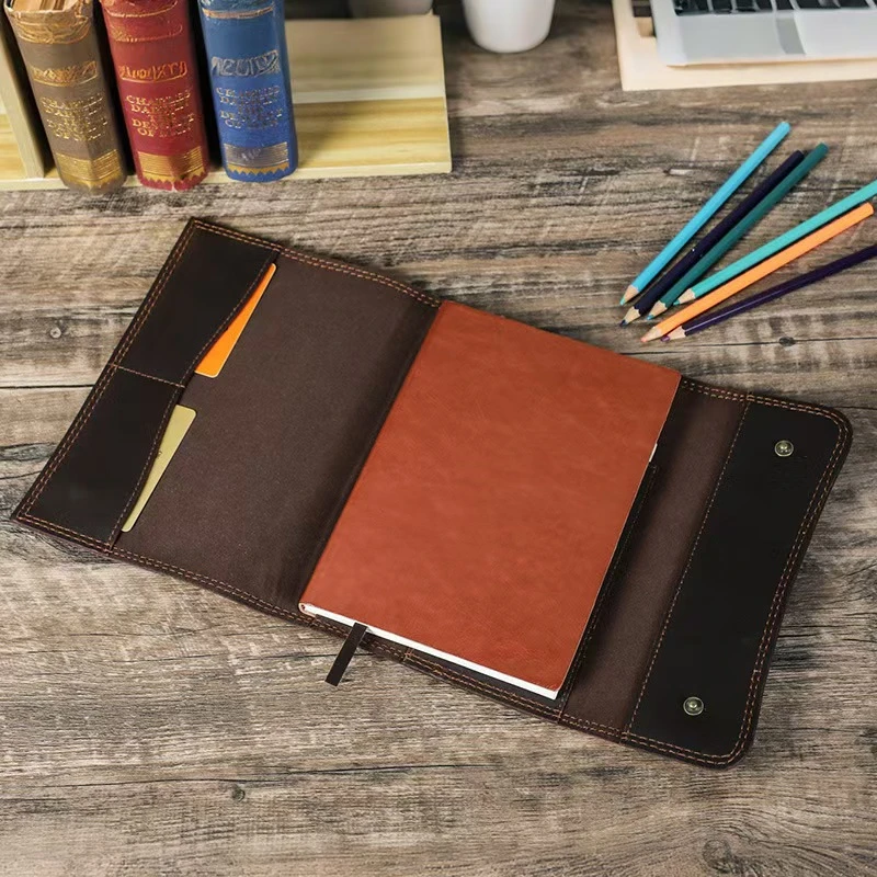 Vintage Handmade Genuine Leather Cover 1.8-2.0mm for A5/B5 Notebooks - Planner/Journal/Document Holder with Secure Flap Closure