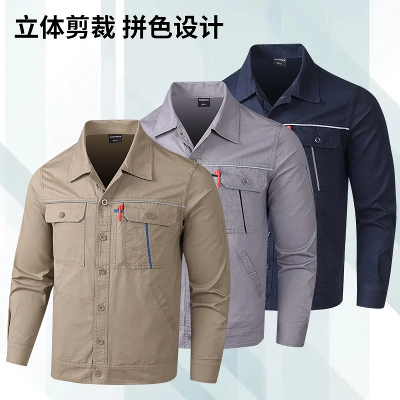 Summer work clothes set men's breathable wear-resistant workshop machine repair electrical process electric welding long sleeves