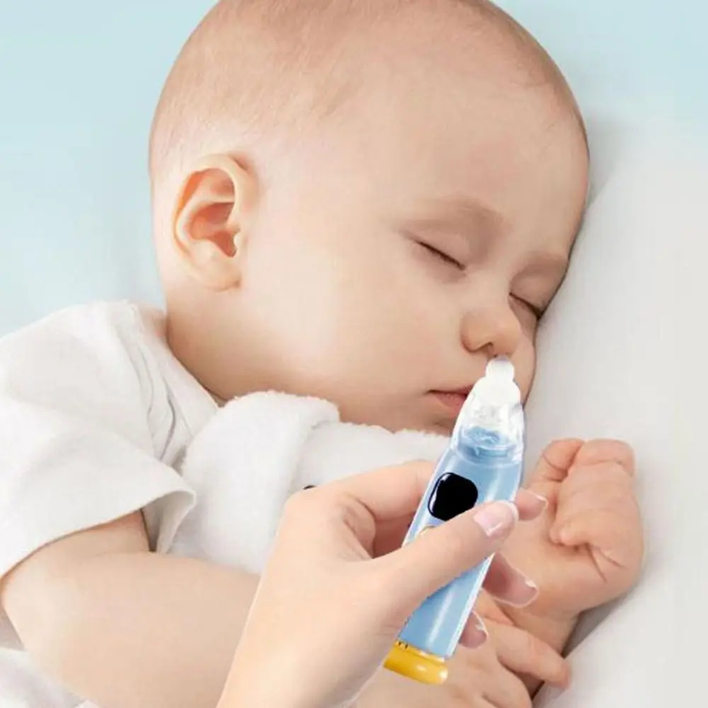 

USB Rechargeable Electric Nasal Aspirator Low Noise Adjustable Suction Baby Nasal Cleaner Built in Lights Music Anti-backflow