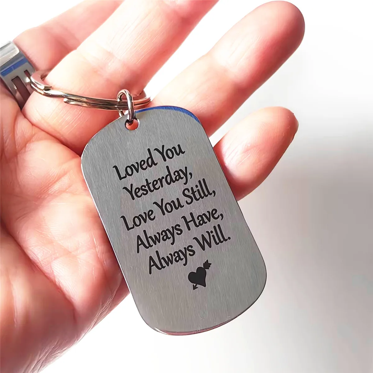 1Pc Cupid Arrow Heart Keychain for Lovers Eternal Love Gift for Valentine's Day Anniversary Engraved Loved You Always Have Will