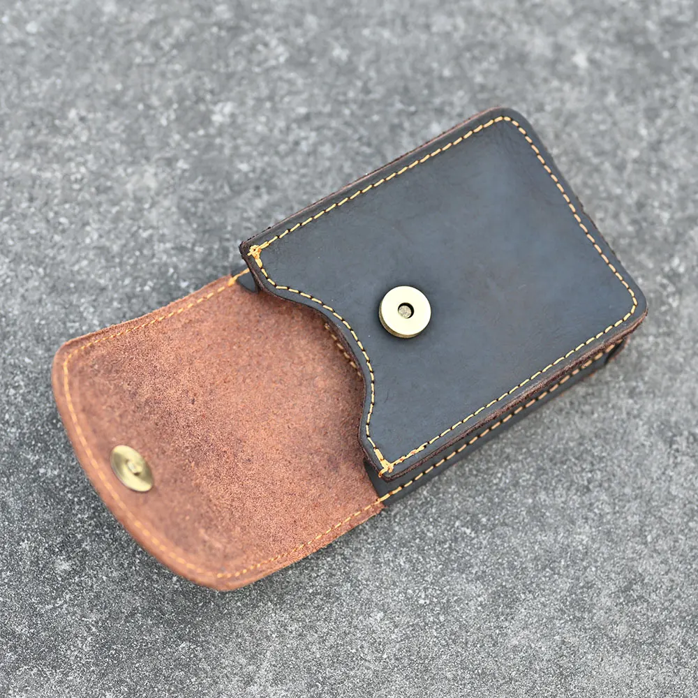 디자이너 미니 가죽 벨트 백 퍼스 허리 팩 남성 담배 가죽 허리 백 접이식 안경 가방