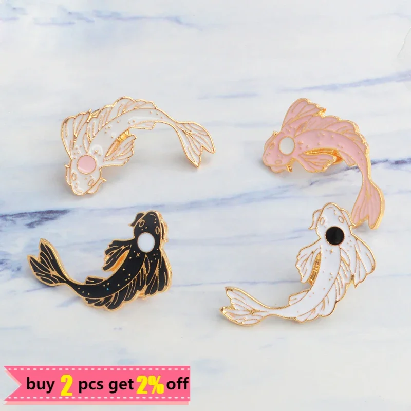 Japanese Style Collection Enamel Pins Koi Squid Flag Brooches Backpack Clothes Lapel Sushi Salmon Badge for Bag Cartoon Jewelry