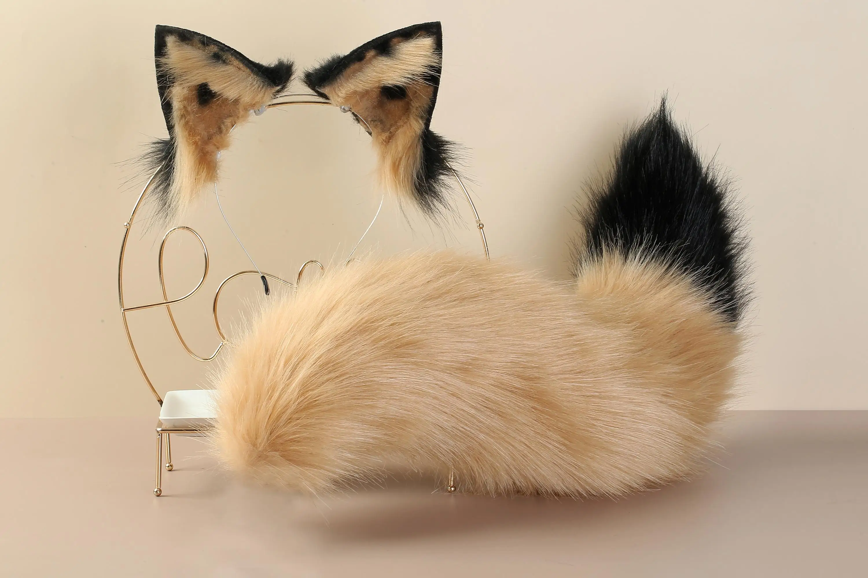 New Fox Ear Beast Tail Wolf King Ear Cat Ear Hair Hoop Customized COSPLAY Handmade LOL Golden Fox Ear Anime Hair Accessories