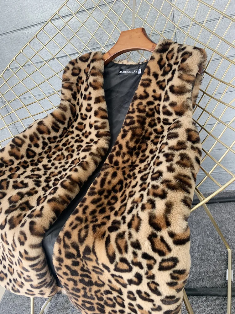 Female Leopard print Waistcoat Environmental Protection Faux Fur Lady Waistcoat Women's Sleeveless Coat Factory Direct Sales