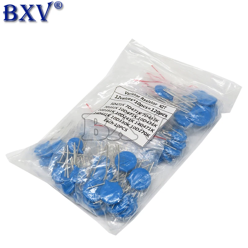 100PCS=12Value*10PCS Varistor Resistor Assorted Kit 5D471K 7D471K 7D431K 7D391K 10D471K 10D431K 10D391K 14D471K 14D431K 10D241K