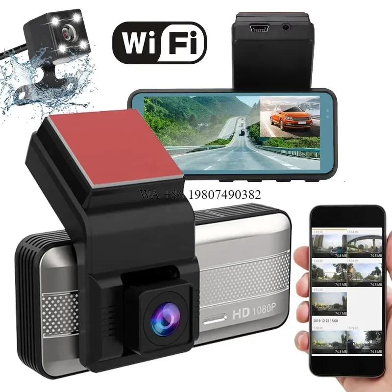 wmwmnu Full HD 1080P Car DVR Dash Cam 3.16 Inch Front Rear Dual Lens WDR Night Vision WiFi Vehicle Black Box Recorder