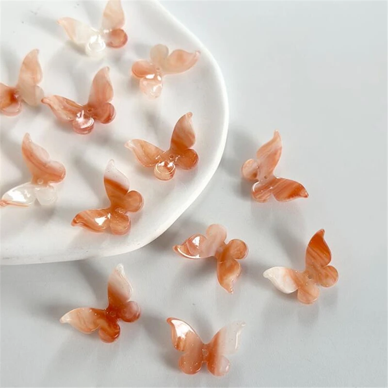 20pcs/lot new retro acetic acid 21mm flower beads resin butterfly charm connectors for diy hair jewelry making accessories