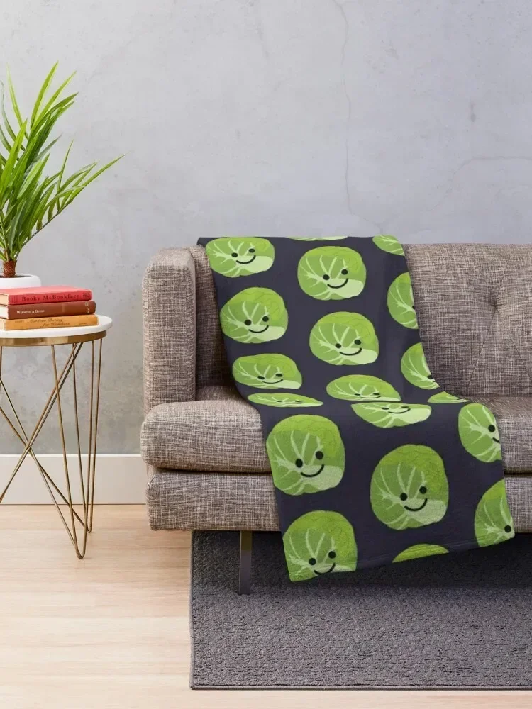 A Happy Brussels Sprout Throw Blanket Winter beds funny gift Blankets