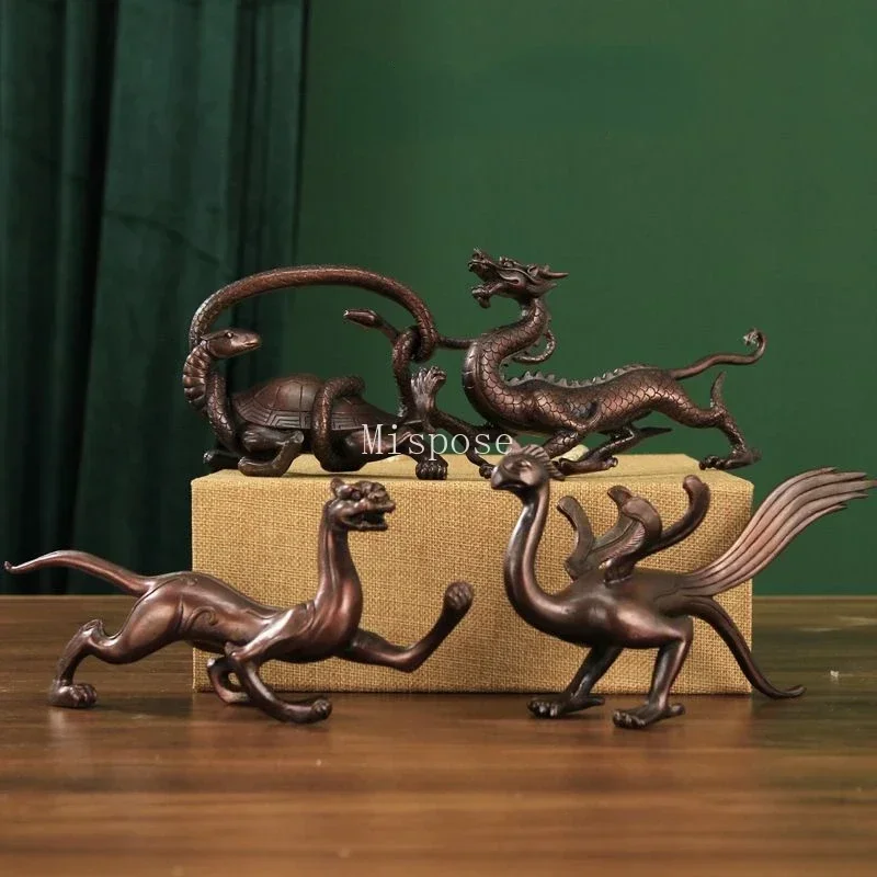 Copper Four Animals Spirit Beast Ornament Green Dragon White Tiger Vermilion Bird Xuanwu Sculptures