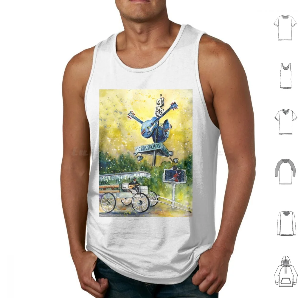 Authentic Tank Tops Print Cotton Travel United States Usa Mississippi Crossroads Devil Robert Johnson Blues Trail Music