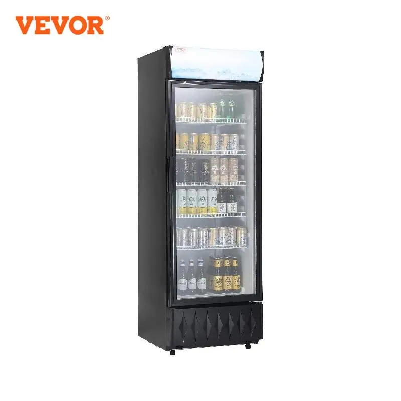 VEVOR Commercial Merchandiser Refrigerator Beverage Refrigerator Cooler withAdjustable Shelves Customizable Lightbox