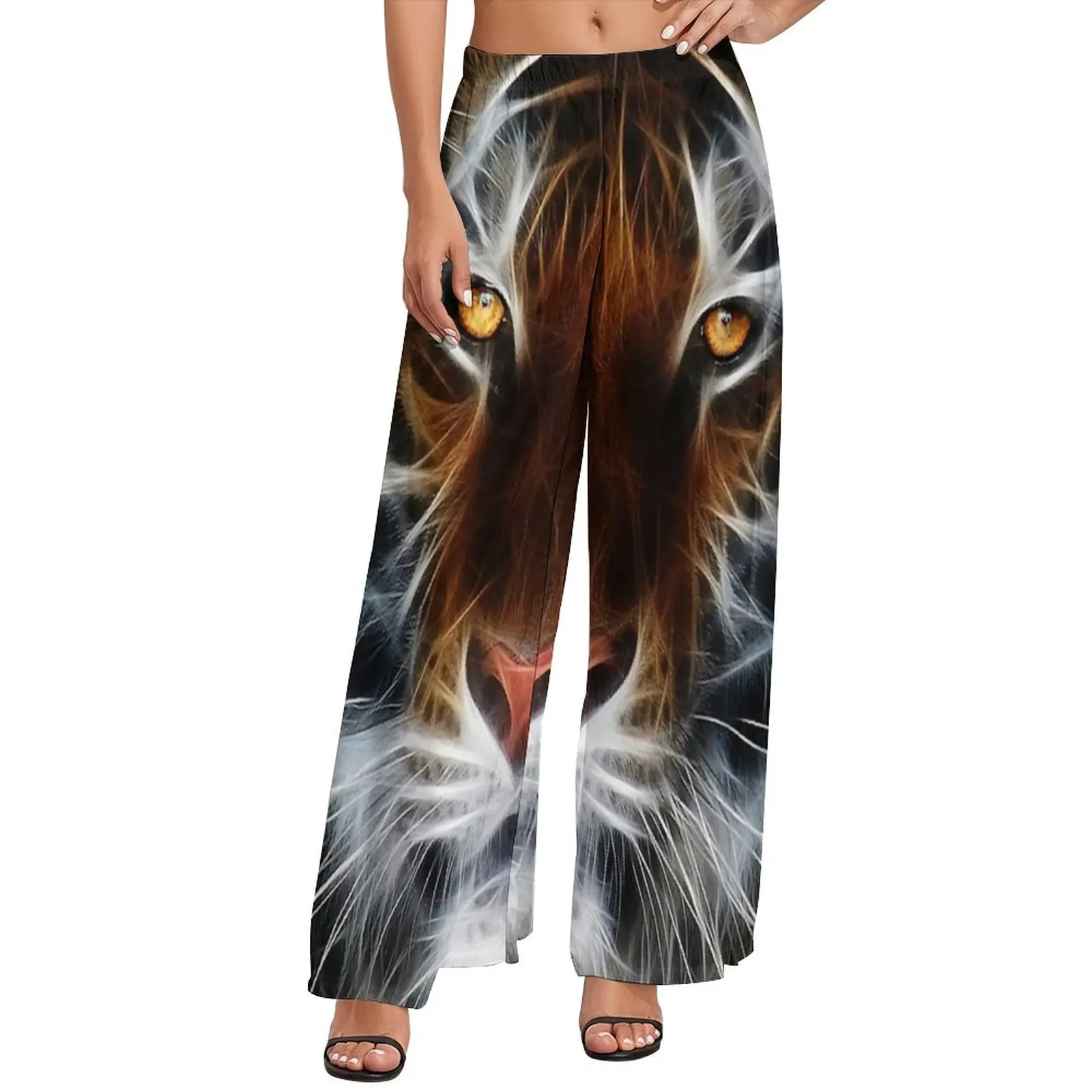 Cool Tiger Print Straight Pants Abstract Animal Art Home Wide Pants Female Big Size Streetwear Custom Trousers