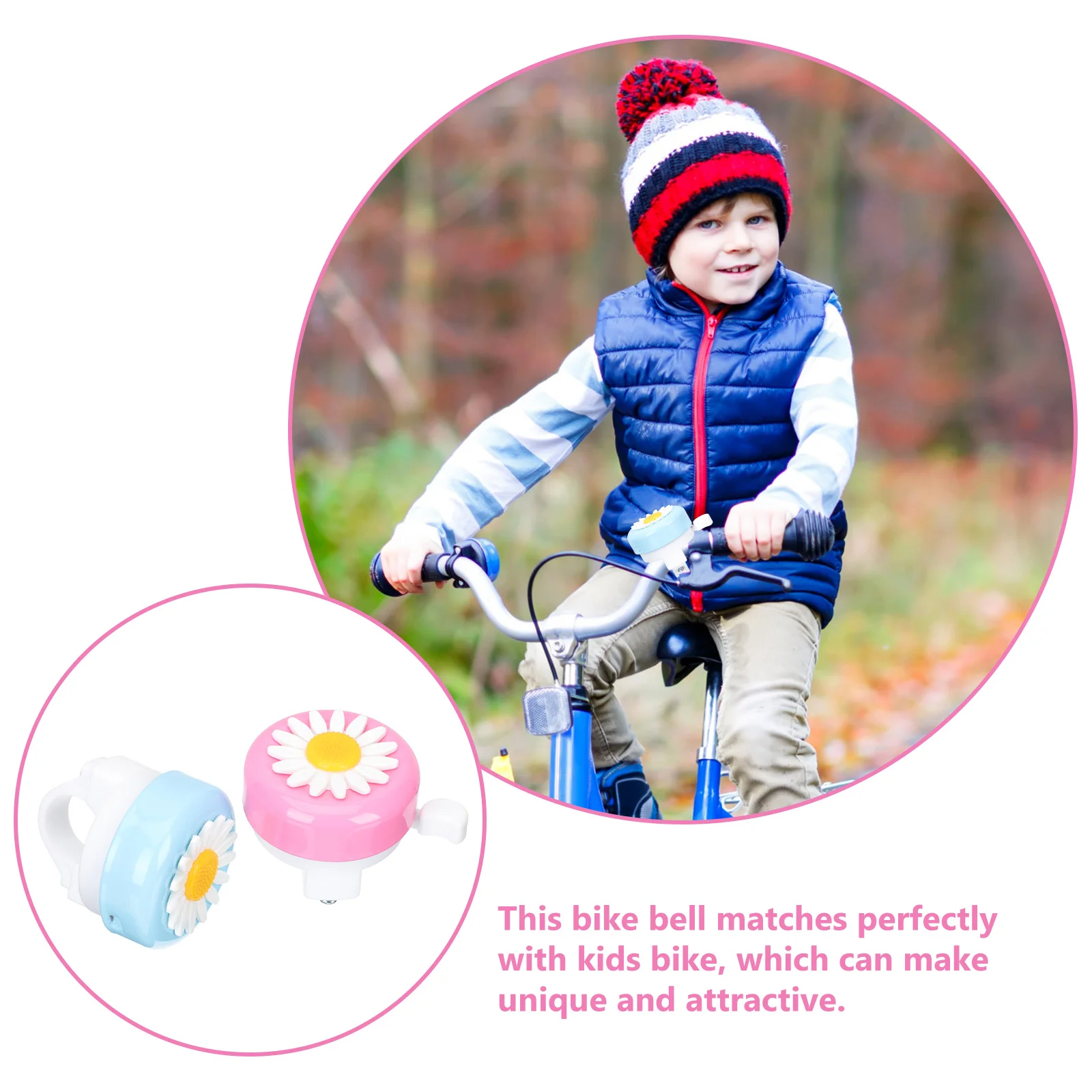 

2Pcs Flower Bike Bell Alloy Screw Mount Bicycle Bell Crisp Loud Ring for Cycling Safety Accessory