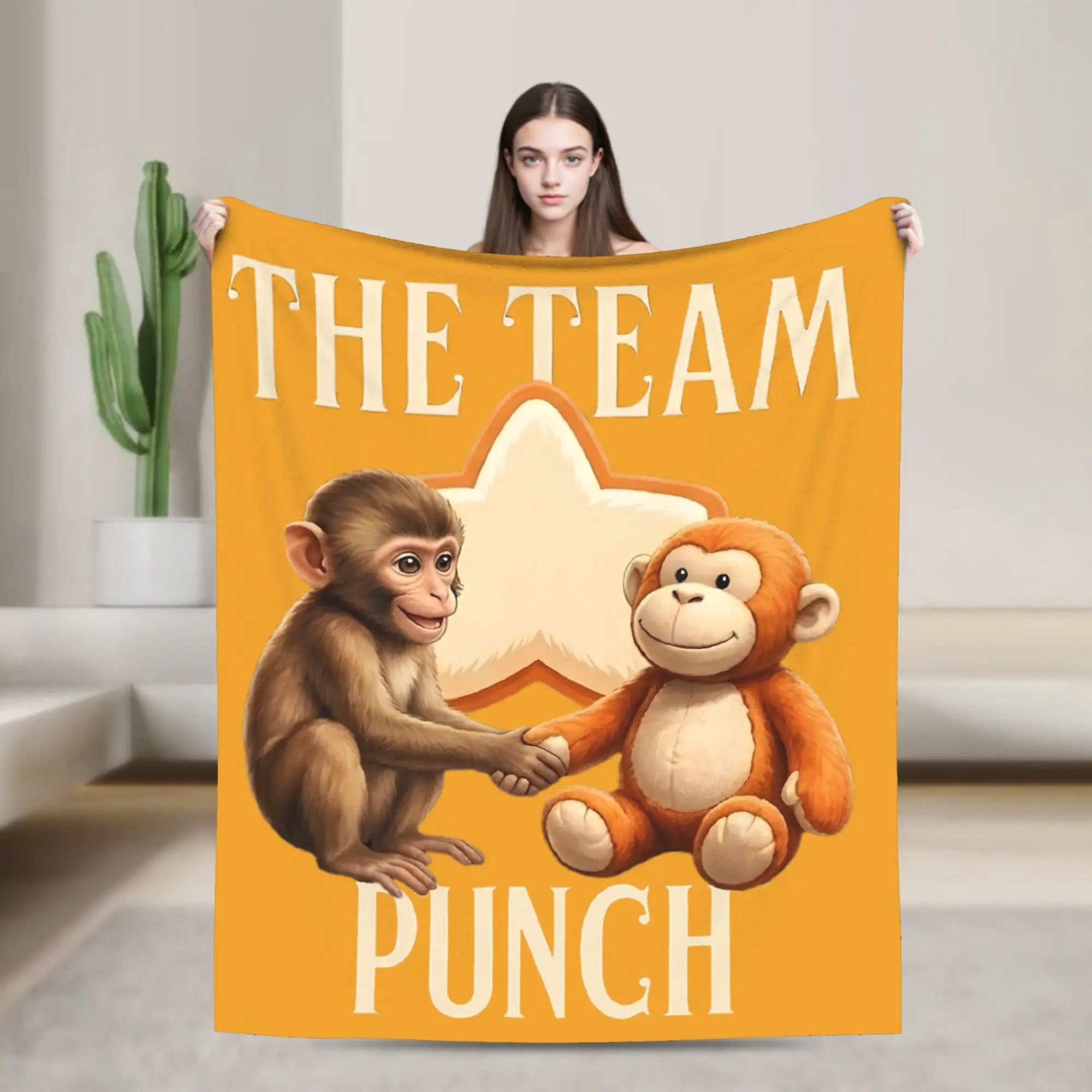 

Cute Baby Punch Monkey Team Blanket Cover Fleece Warm Throw Blankets for Bedding Couch Bed Rug
