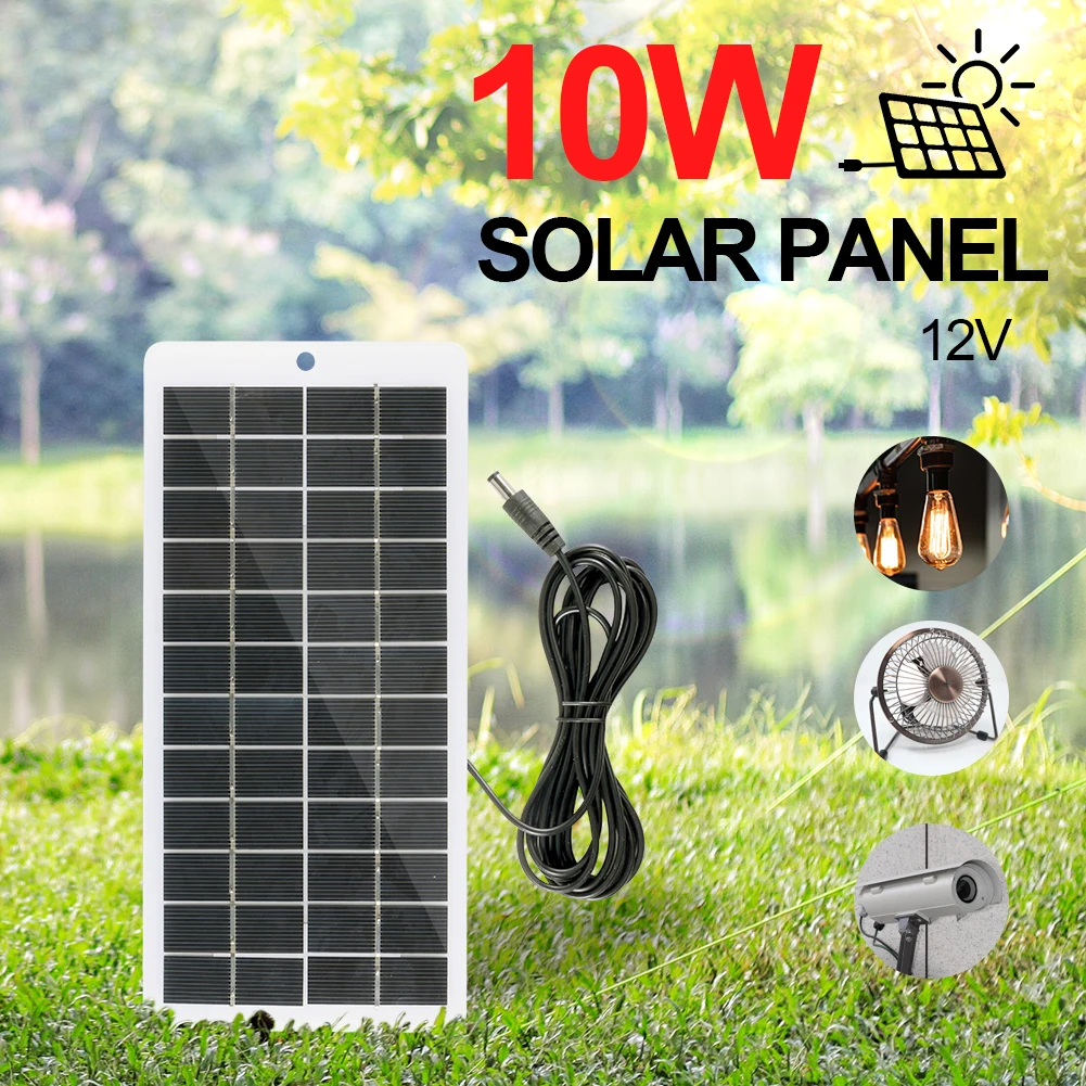 

12V Solar Plate EVA Laminated 10W Solar Power Bank with DC Port Carabiner Solar Charger Plate for Monitoring Camera/Mobile Phone