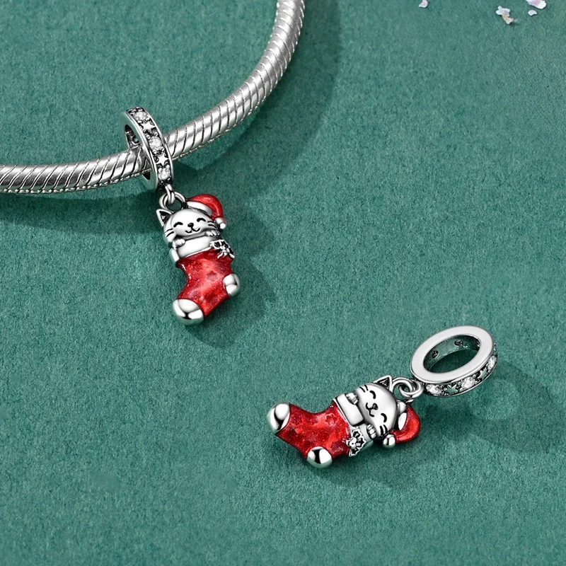925 Sterling Silber Charm Weihnachtsmann Rentier Schneemann Winter Perlenanhänger Passend für Original Armband Armreif Luxus Schmuck – Detail 34